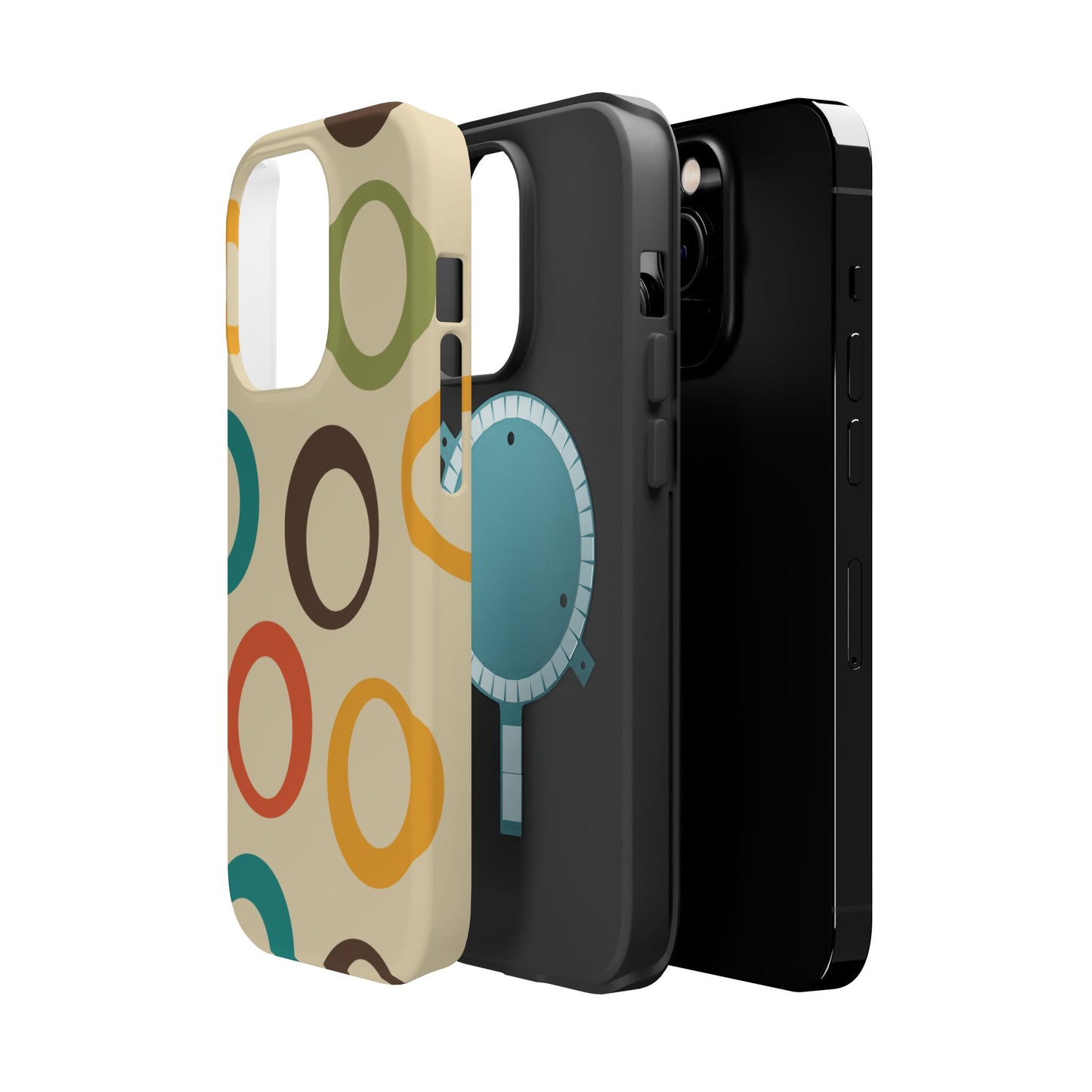 Retro Colorful Rings MagSafe iPhone Case – Shockproof, Matte Finish, Dual-Layer Protection