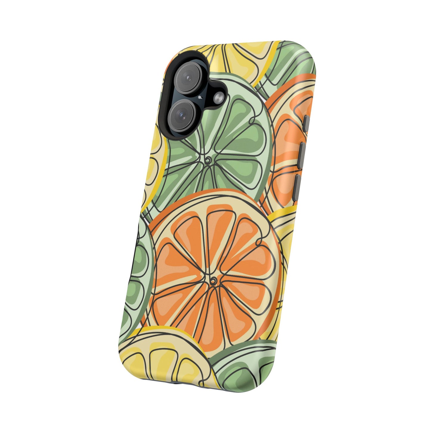 Citrus Zest Tough MagSafe iPhone Case – Bold Lime, Lemon, and Orange Design, Shockproof Protection