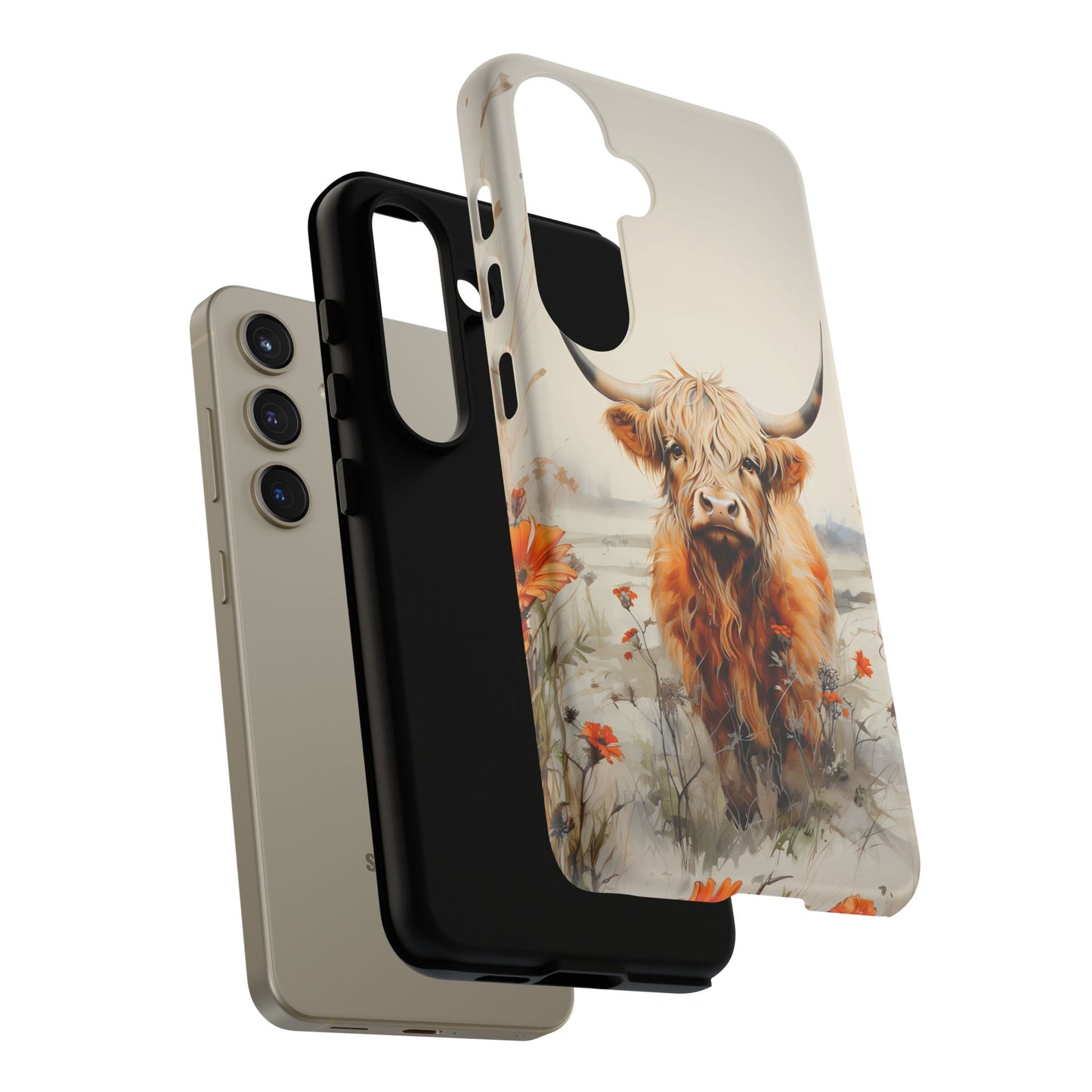 Cutest Highland Cow & Flowers Phone Case!