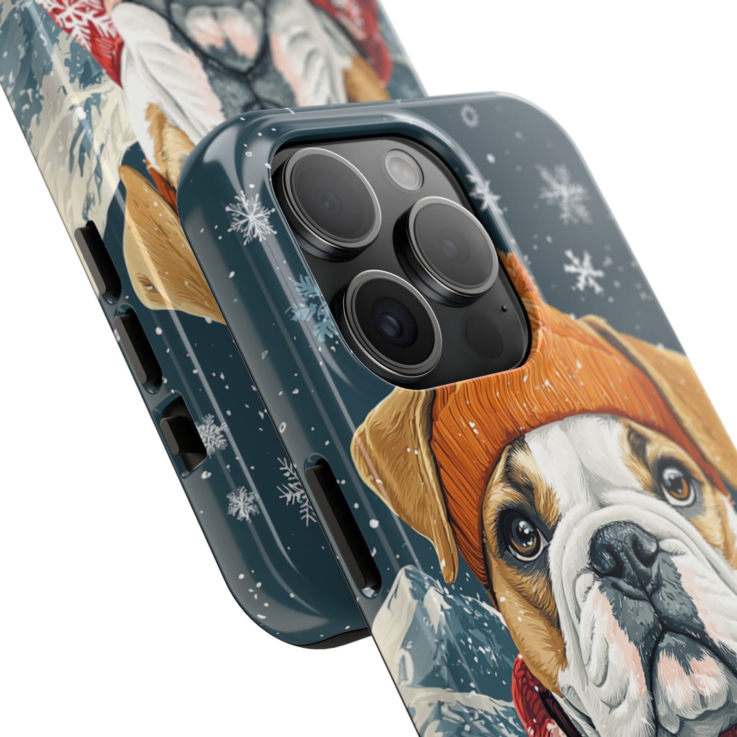 Cozy French Bulldog iPhone Case – Rustic Fireplace Protective Cover