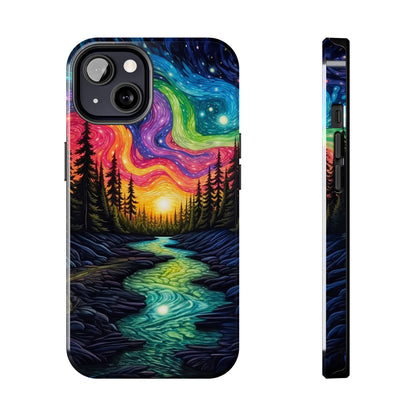 Celestial Nightscape iPhone Case – Vibrant River and Starry Sky Design