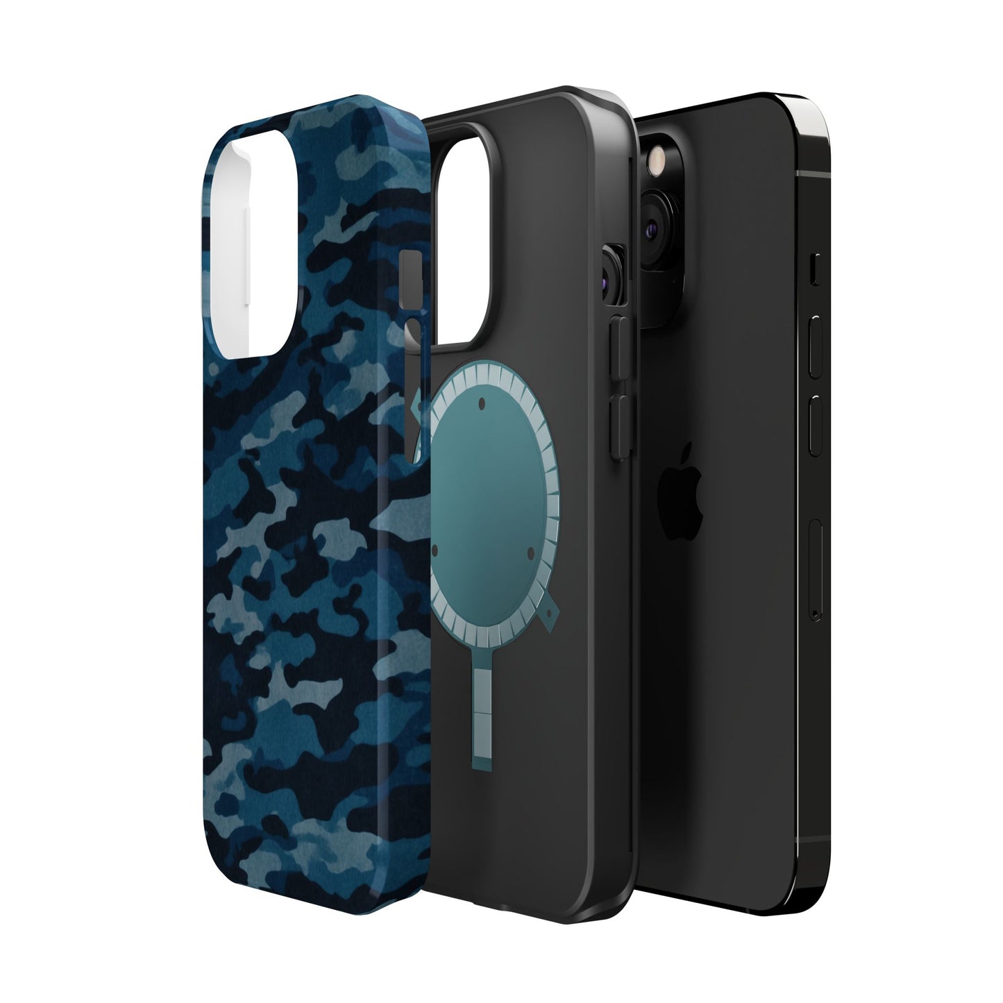 Dark Blue Camouflage – MagSafe iPhone Case with Modern Rugged Style