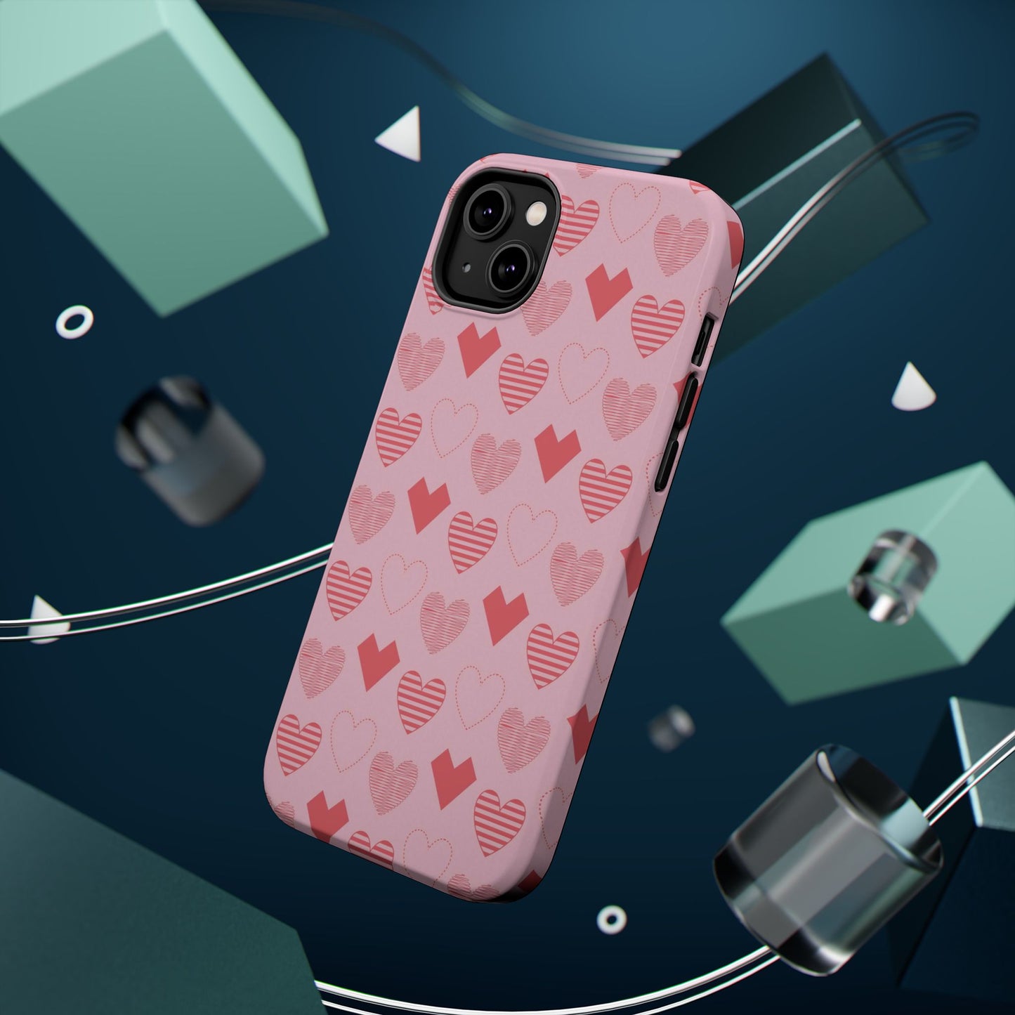 Striped Hearts MagSafe iPhone Case