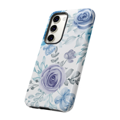 Elegant Blue & Violet Roses Samsung Galaxy Case – Artistic Floral Design for Stylish Protection