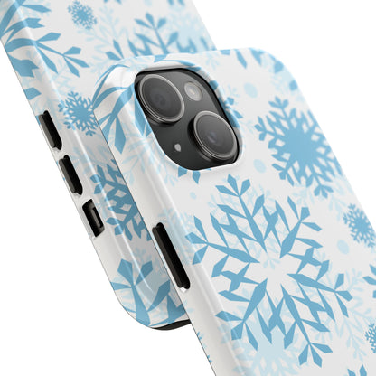 Frosty Blue Snowflakes iPhone Case – Shockproof, Smooth Matte Finish, Dual-Layer Design