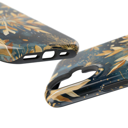 Gold Floral Snowflakes on Midnight Blue - MagSafe iPhone Series Case