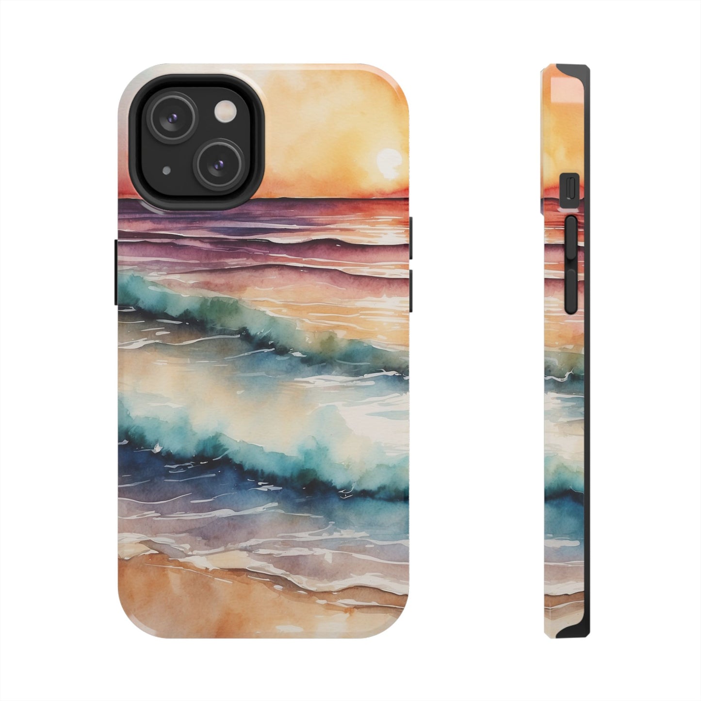 Sunset Waves iPhone Case – Vibrant Watercolor Design