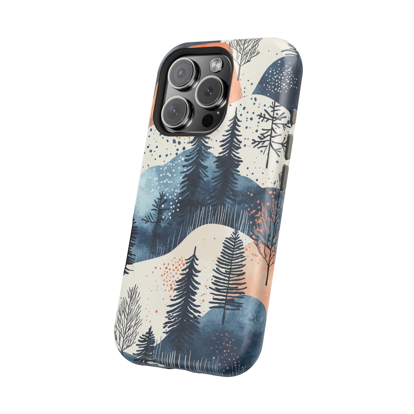 Winter Forest MagSafe iPhone Case | Watercolor Trees & Mountains