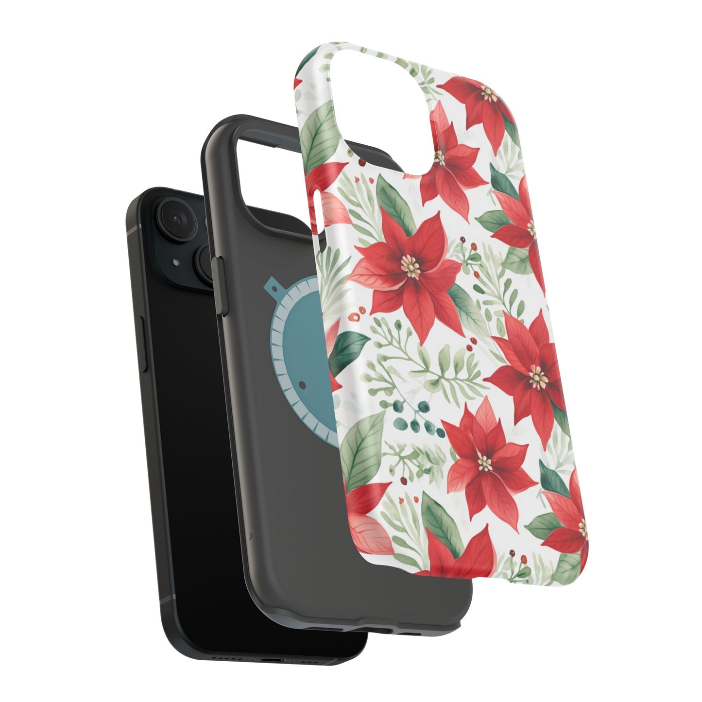 Festive Poinsettia Holiday Pattern – MagSafe iPhone Series Case