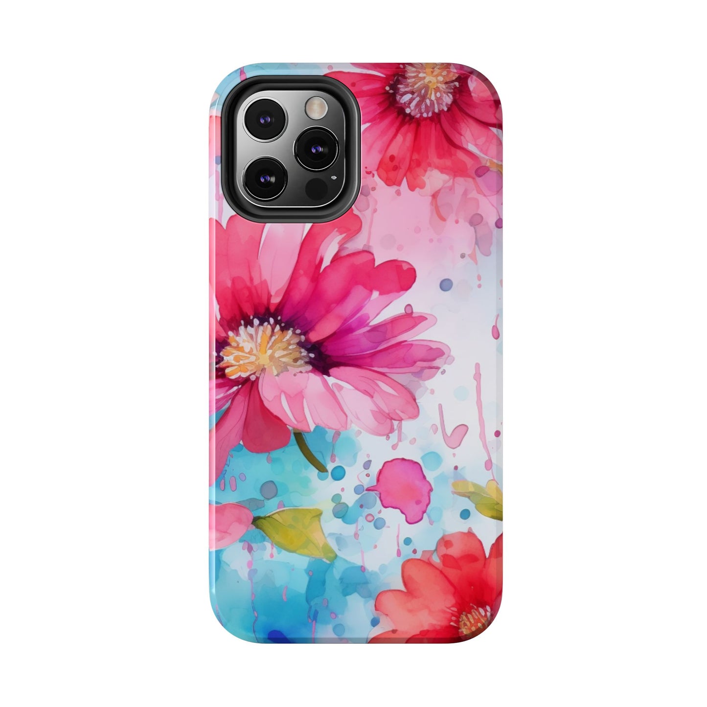 Vibrant Watercolor Red & Pink Floral - iPhone Case