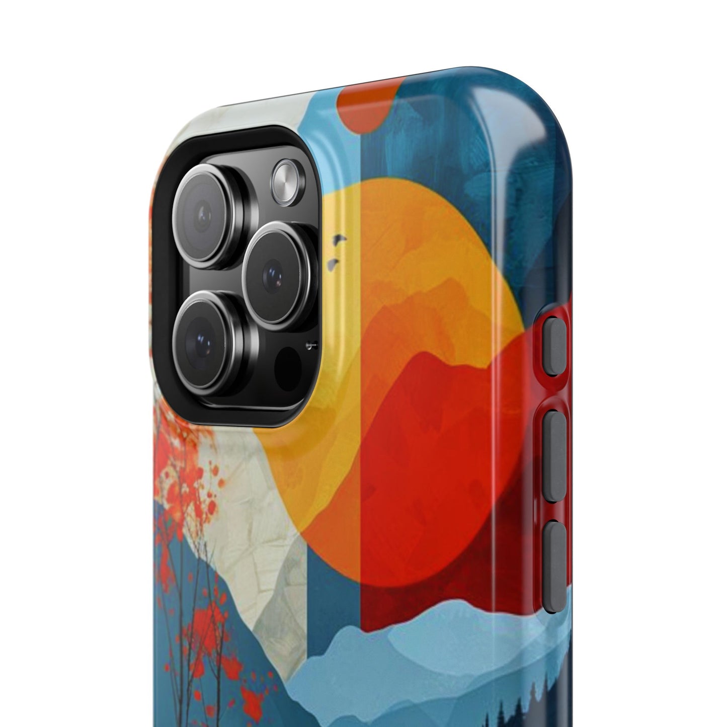 Abstract Autumn Landscape MagSafe iPhone Case – Bold Colorful Sunset Design, Dual-Layer Protection