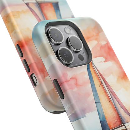 Sailboat Sunset MagSafe iPhone Case – Vibrant Watercolor Design