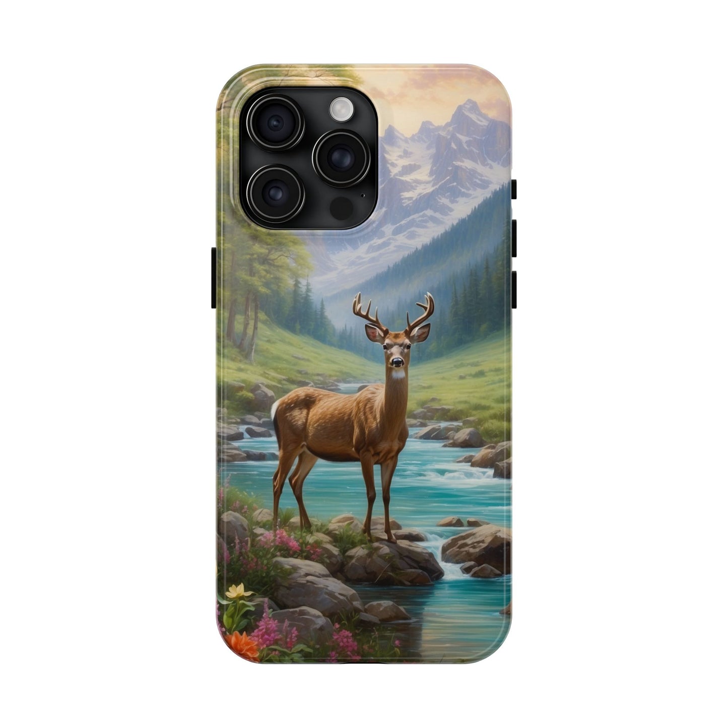 Alpine Serenity – Stag in Mountain Bliss iPhone Cases