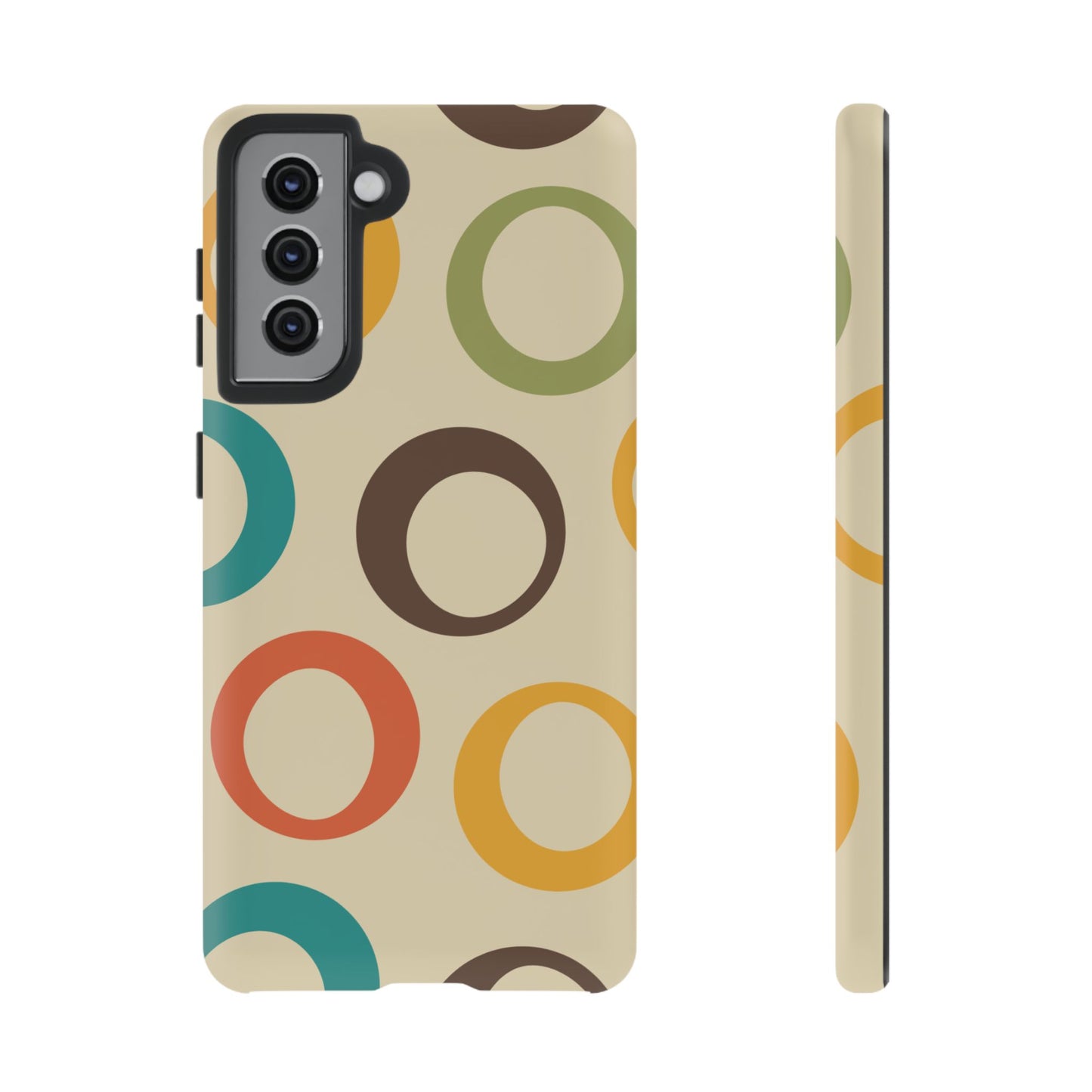 Retro Colorful Rings Samsung Galaxy Case – Shockproof, Matte Finish, Dual-Layer Protection