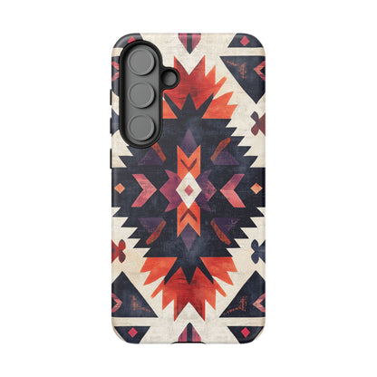Boho Tribal Starburst Tough Samsung Galaxy  Case – Vibrant Geometric Design, Dual-Layer Protection