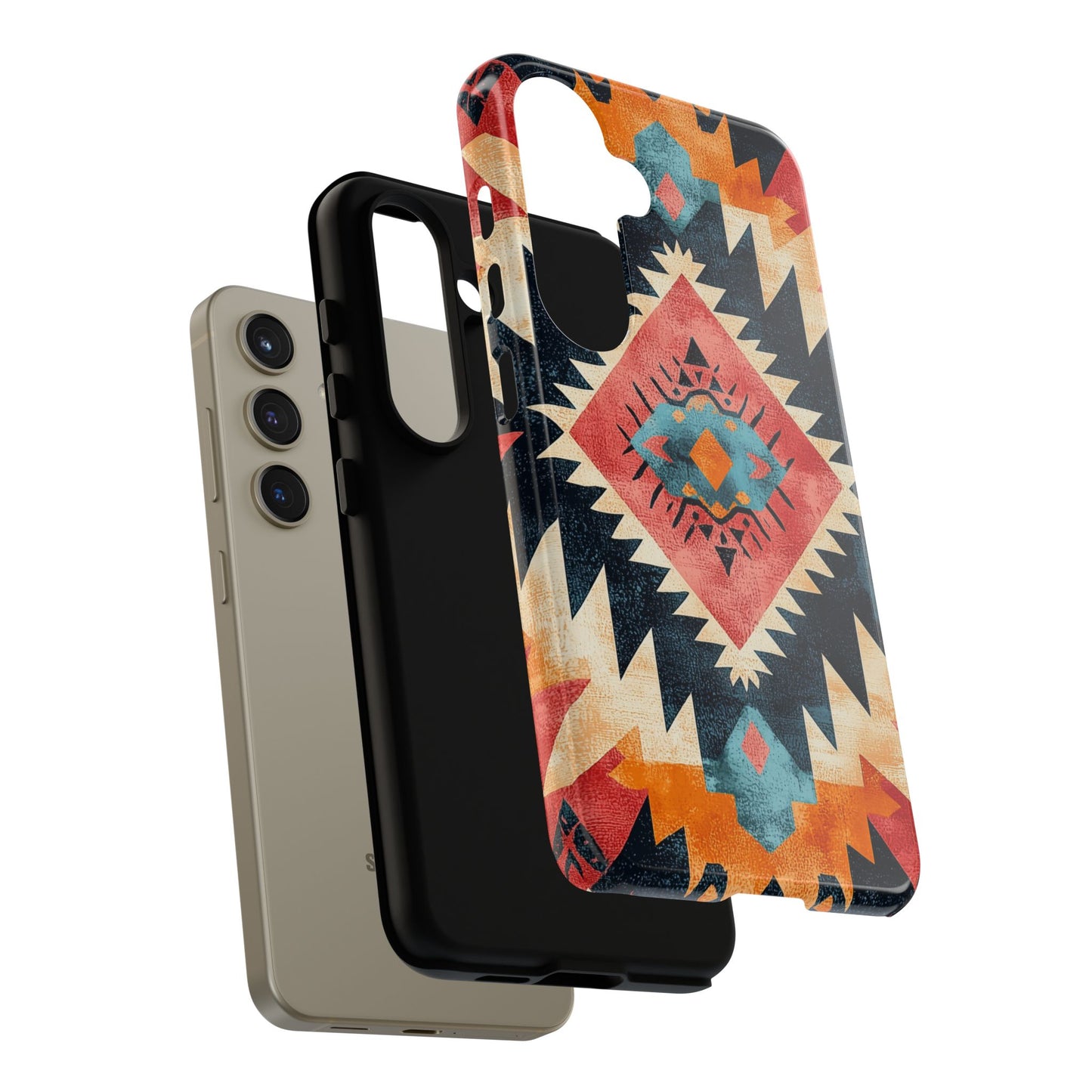 Bold Aztec Pattern Tough Samsung Galaxy Case – Vibrant Geometric Design, Dual - Layer Protection - BOGO Cases