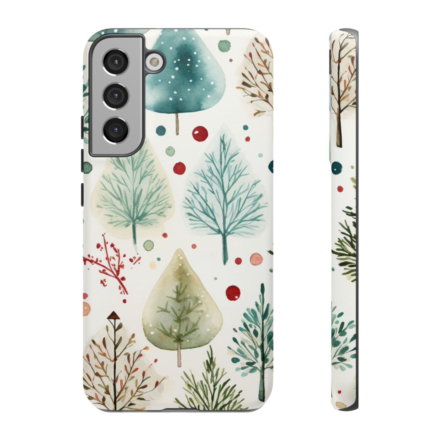 Watercolor Winter Trees Samsung Galaxy Case – Nature-Inspired, Holiday Theme Protective Cover