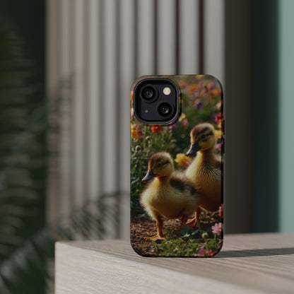 Charming Ducklings in Floral Garden - MagSafe iPhone Case