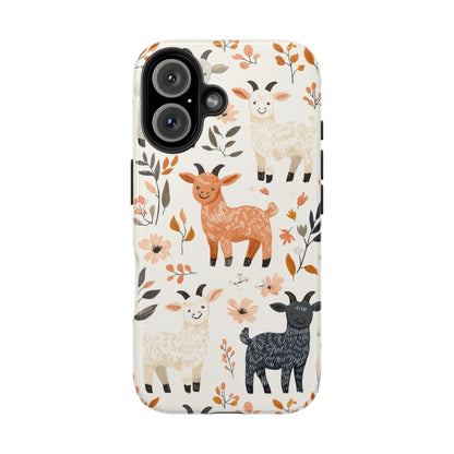 iPhone Case: Smiley Goats & Dried Flowers – Vintage Charm