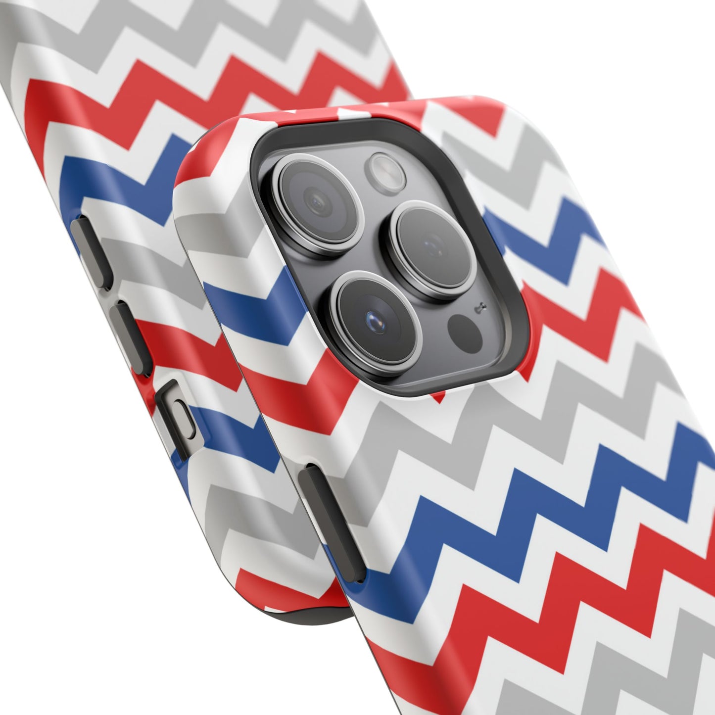 Patriotic Red, White & Blue Chevron – MagSafe Compatible iPhone Case