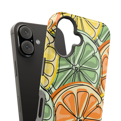 Citrus Zest Tough MagSafe iPhone Case – Bold Lime, Lemon, and Orange Design, Shockproof Protection