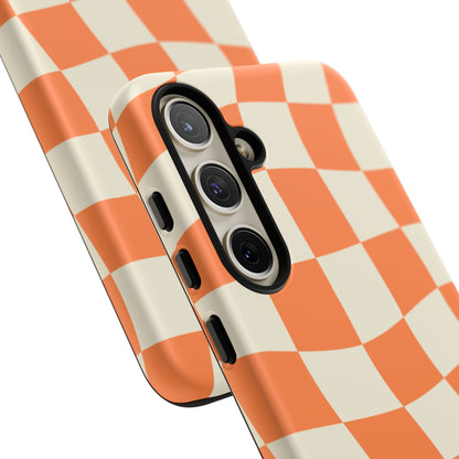 Wavy Retro Checkerboard Samsung Galaxy Case – Shockproof, Matte Finish, Dual-Layer Protection