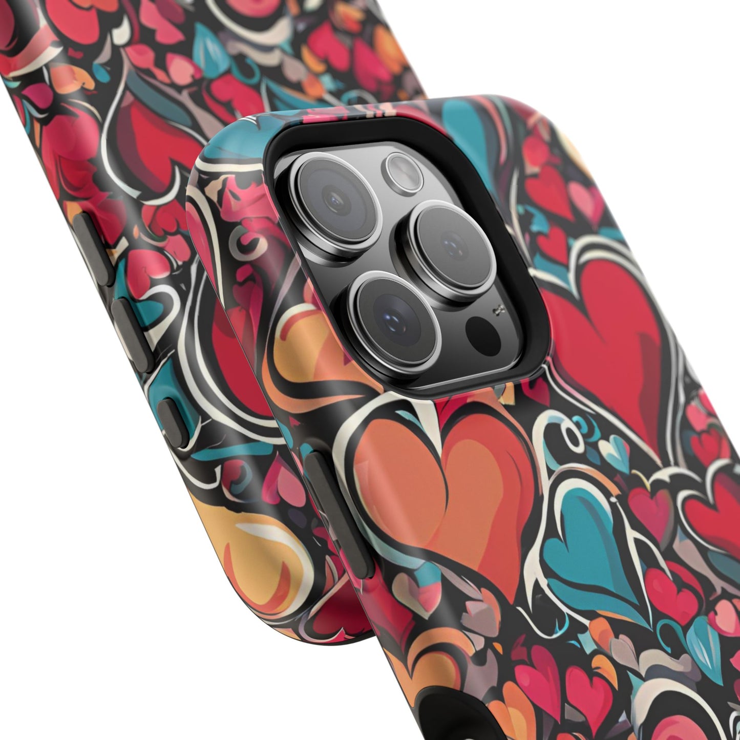 Vibrant Multicolor Heart Art – MagSafe-Compatible iPhone Case