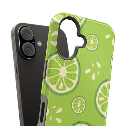 Zesty Lime Splash Tough MagSafe iPhone Case – Fresh Citrus Design, Dual-Layer Protection