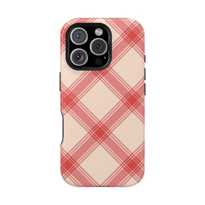 Soft Peachy Red Plaid MagSafe Case