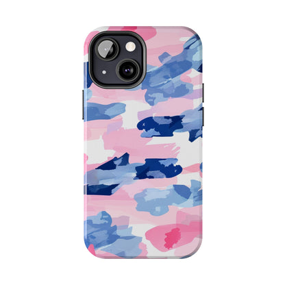 iPhone Case: Dynamic Pink & Navy Brushstroke Art