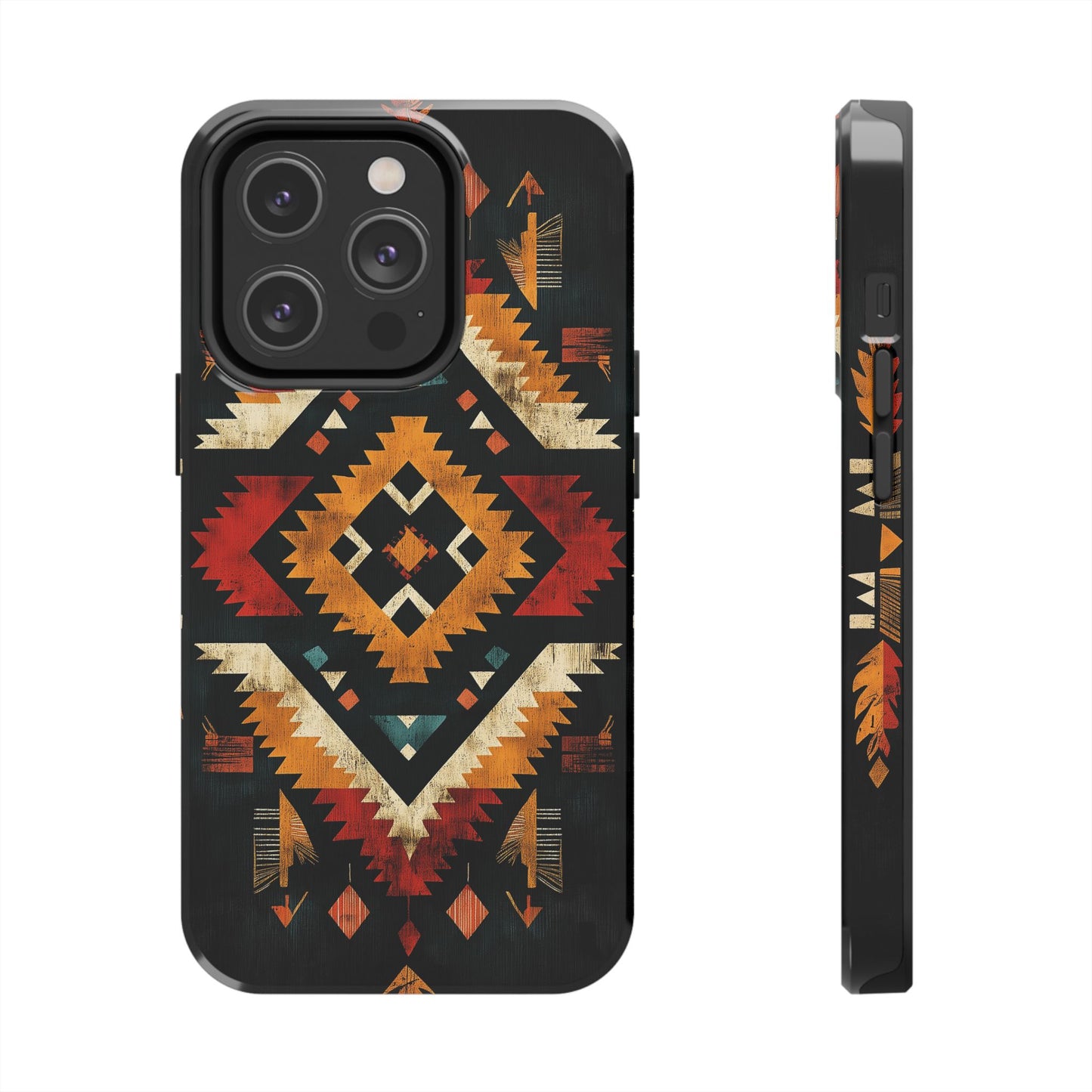 Southwestern Tribal Diamond Tough iPhone Case – Bold Geometric Pattern, Dual - Layer Protection - BOGO Cases