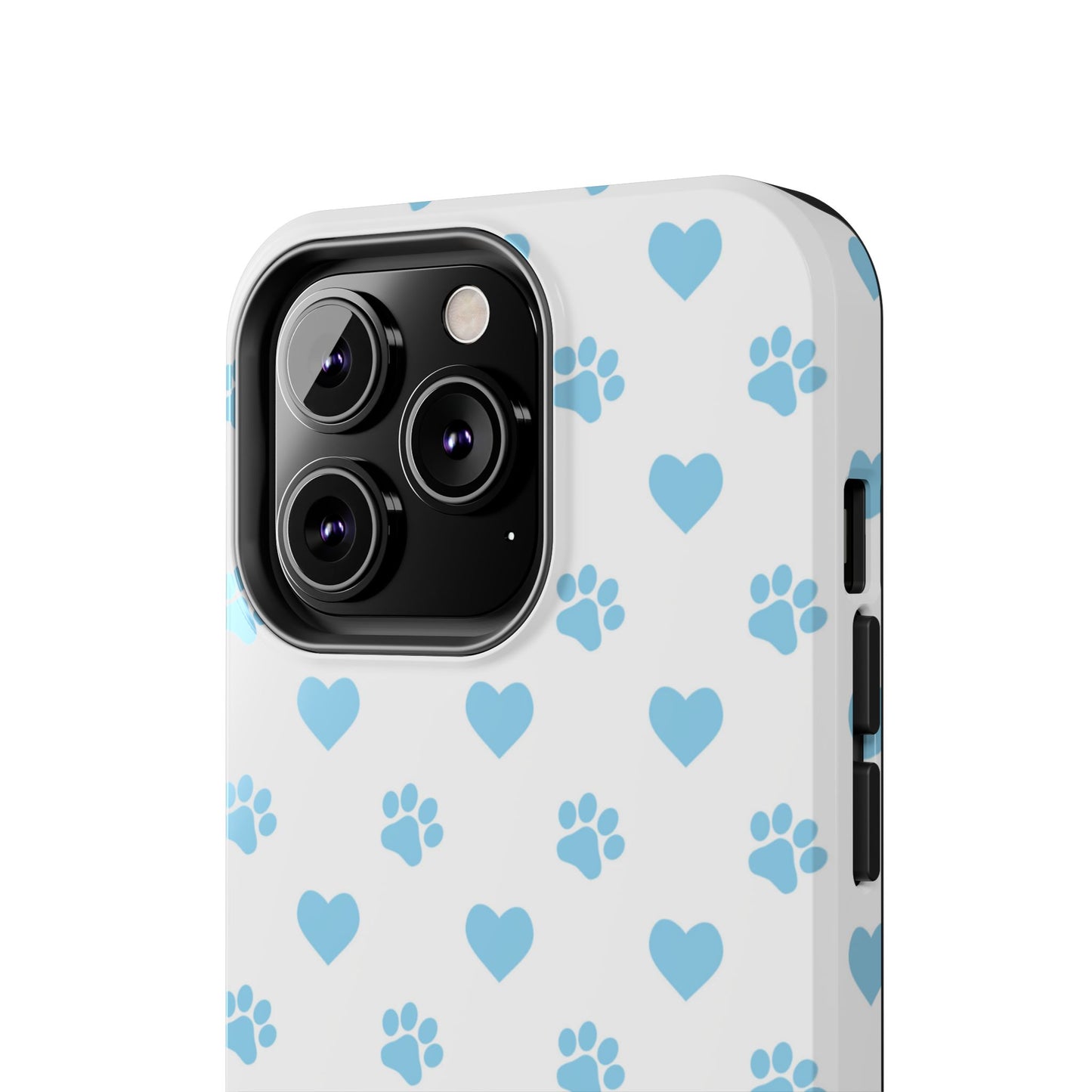 Blue Paw Prints & Hearts – Adorable and Durable iPhone Case for Pet Lovers