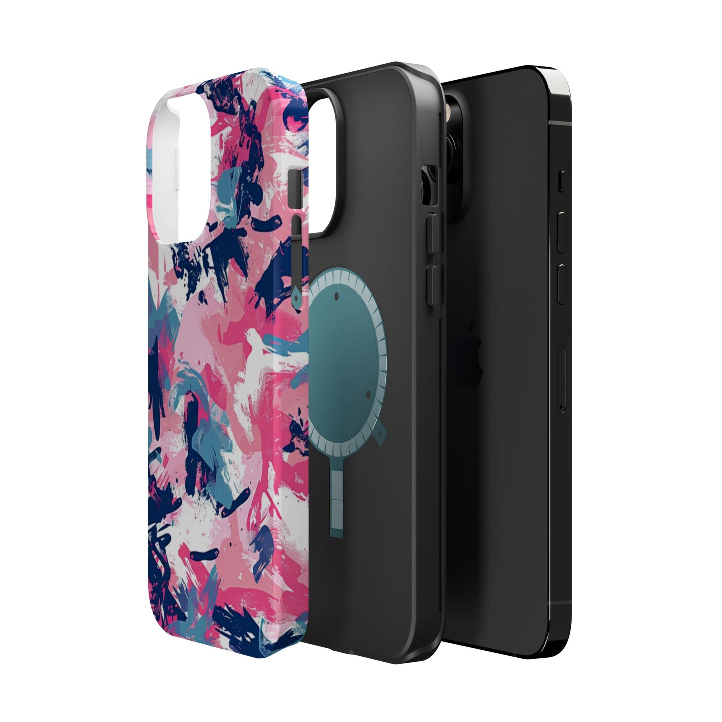 Vibrant Pink & Navy Abstract Splash – MagSafe iPhone Case