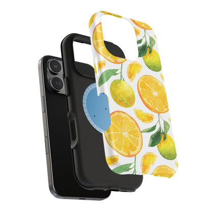 Sunny Citrus Grove Tough MagSafe iPhone Case – Watercolor Orange Design, Dual-Layer Protection