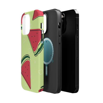 Watermelon Slice MagSafe iPhone Case – Fresh & Fun Design with Retro Geometric Pattern