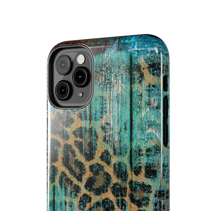 Turquoise Rustic Leopard Wood - iPhone Series Case