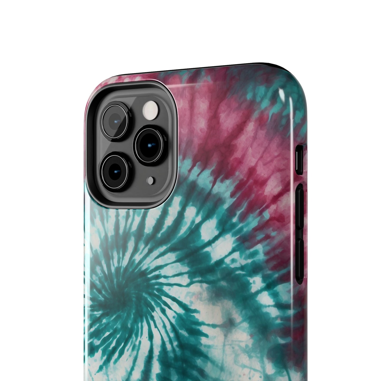 Pink and Teal Tie-Dye iPhone Case – Retro Spiral Design