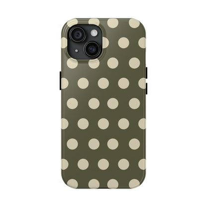 Vintage Green & Cream Polka Dots – iPhone Case