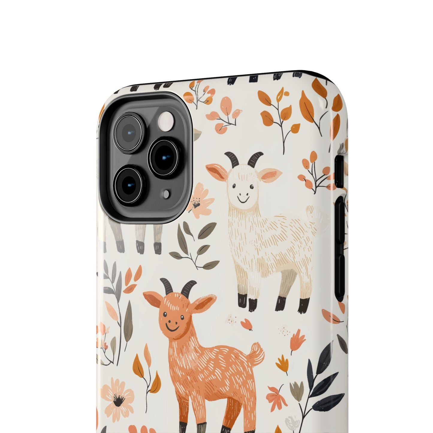 iPhone Case: Smiley Goats & Dried Flowers – Vintage Charm