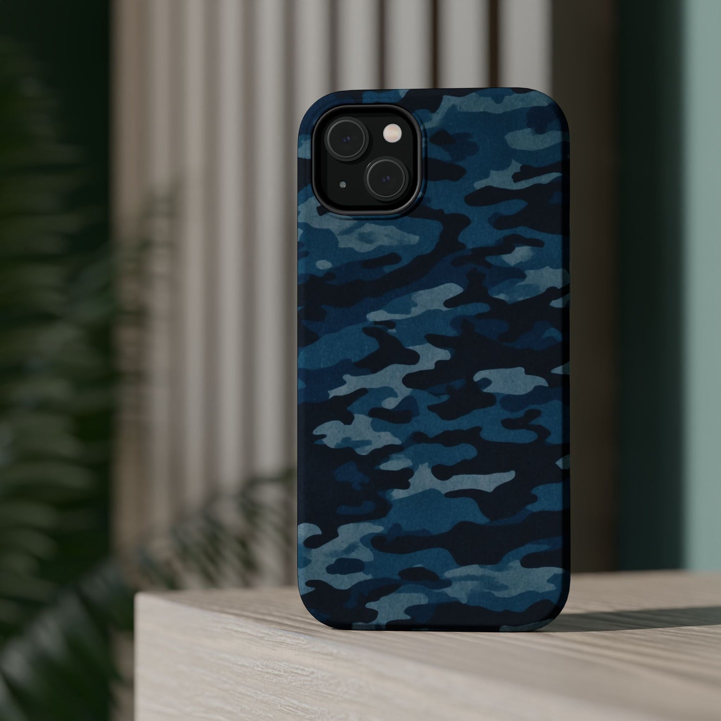 Dark Blue Camouflage – MagSafe iPhone Case with Modern Rugged Style