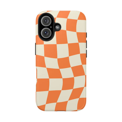 Wavy Retro Checkerboard iPhone Case – Shockproof, Matte Finish, Dual-Layer Protection