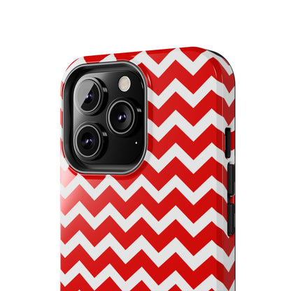 Bold Red & White Chevron – Modern Geometric iPhone Case