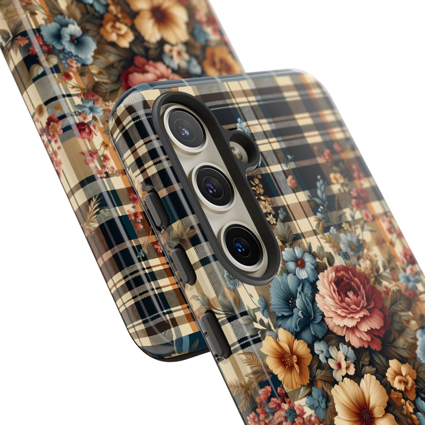 Vintage Floral Checkered Phone Case