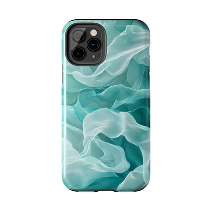 Elegant Flowing Teal Fabric iPhone Case – Soft Waves Design - BOGO Cases