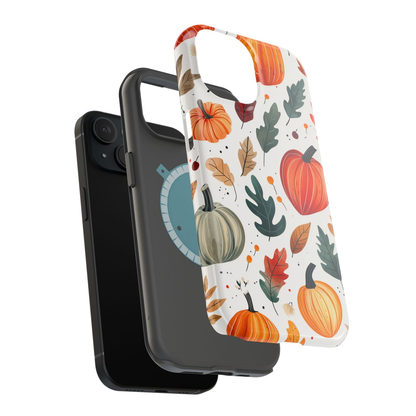 Autumn Harvest MagSafe iPhone Case - Pumpkin and Fall Leaf Design