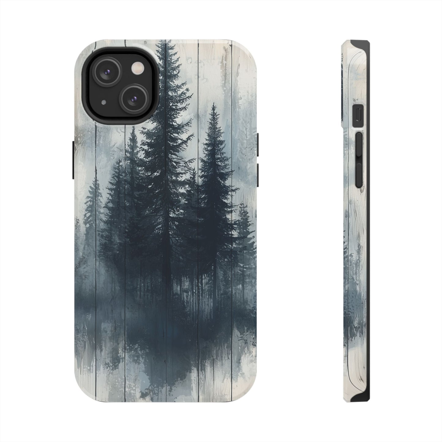 Rustic Pine Forest iPhone Case - Blue Toned Woodland Country Design