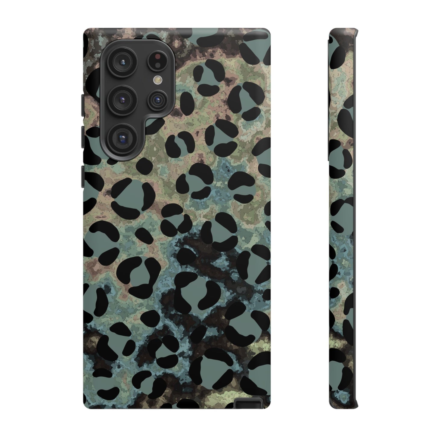 Moody Watercolor Leopard Print Tough Samsung Galaxy Case – Earthy Abstract Pattern with Dual-Layer Protection