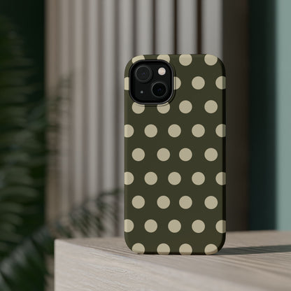 Vintage Green & Cream Polka Dots – MagSafe iPhone Case