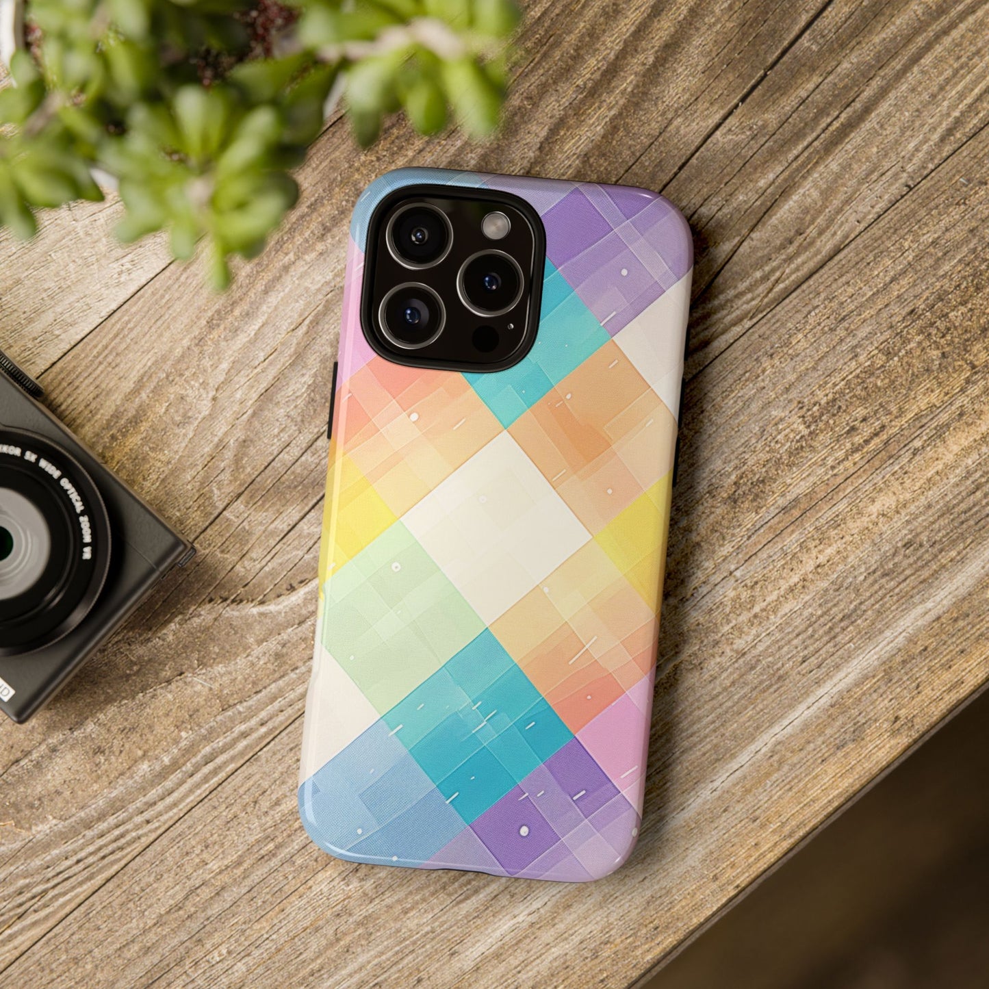 Pastel Plaid Watercolor iPhone Case