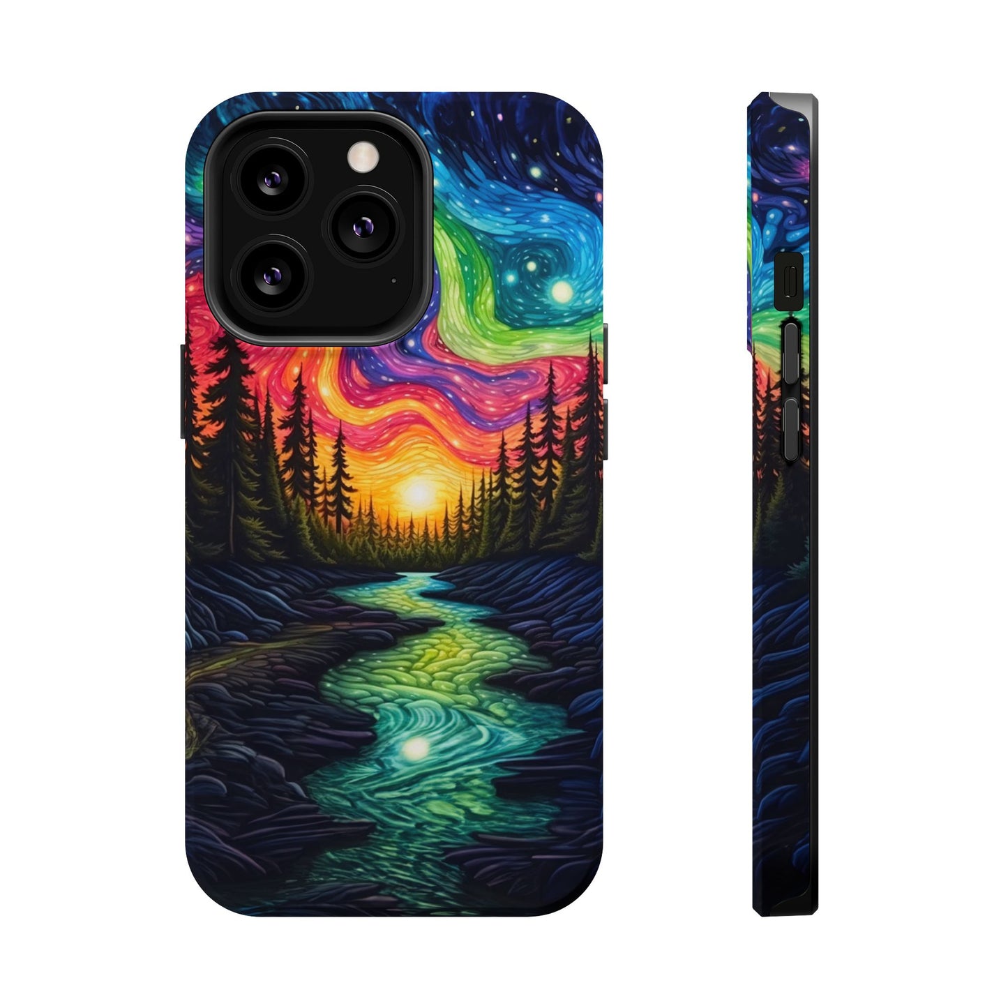 Celestial Nightscape MagSafe iPhone Case – Vibrant River and Starry Sky Design